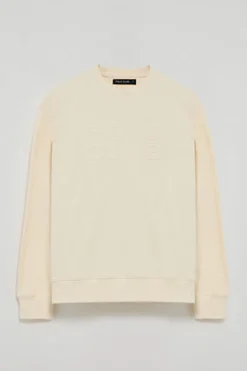 Sudadera holgada Iconic color crudo con logo en relieve