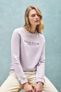 Sudadera lavanda y logo engomado Polo Club