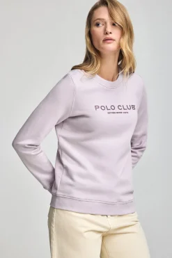 Sudadera lavanda y logo engomado Polo Club
