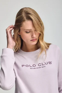 Sudadera lavanda y logo engomado Polo Club