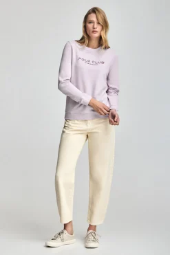 Sudadera lavanda y logo engomado Polo Club