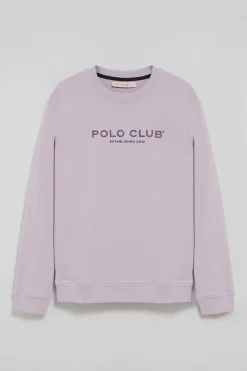 Sudadera lavanda y logo engomado Polo Club