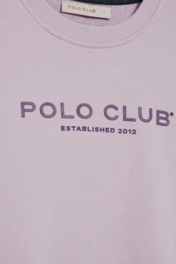 Sudadera lavanda y logo engomado Polo Club