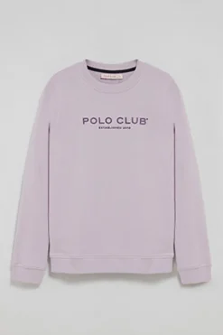Sudadera lavanda y logo engomado Polo Club