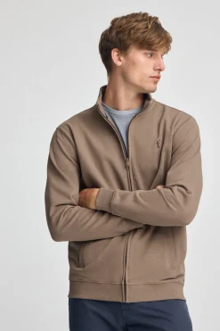 Sudadera marrón de cuello alto y cremallera con logo Rigby Go