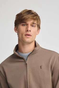 Sudadera marrón de cuello alto y cremallera con logo Rigby Go
