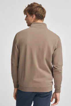 Sudadera marrón de cuello alto y cremallera con logo Rigby Go