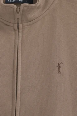 Sudadera marrón de cuello alto y cremallera con logo Rigby Go