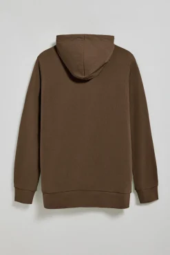 Sudadera marrón oscuro de media cremallera con capucha y bordado Rigby Go