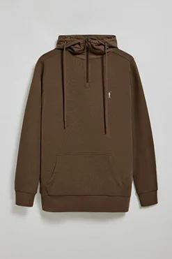 Sudadera marrón oscuro de media cremallera con capucha y bordado Rigby Go