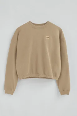Sudadera marron claro de corte holgado y logo Polo Club