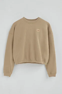 Sudadera marron claro de corte holgado y logo Polo Club