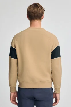 Sudadera marron claro de corte relajado, cuello redondo y logo Polo Club