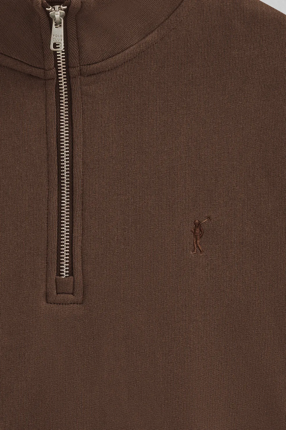 Sudadera marron oscuro de media cremallera y efecto lavado con logo Rigby Go