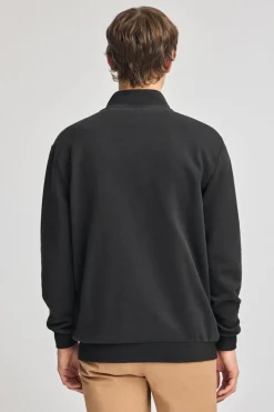 Sudadera negra abierta con cuello elevado y logo Rigby Go