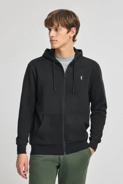 Sudadera negra con capucha y cremallera con logo Rigby Go