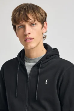 Sudadera negra con capucha y cremallera con logo Rigby Go