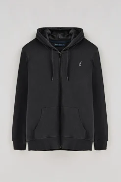 Sudadera negra con capucha y cremallera con logo Rigby Go