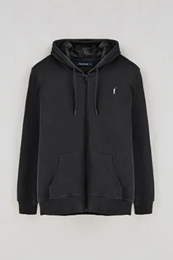 Sudadera negra con capucha y cremallera con logo Rigby Go