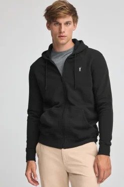 Sudadera negra con capucha y cremallera completa con logo Rigby Go