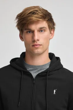 Sudadera negra con capucha y cremallera completa con logo Rigby Go