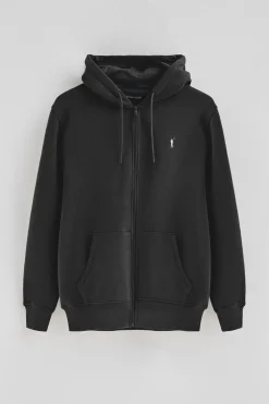 Sudadera negra con capucha y cremallera completa con logo Rigby Go
