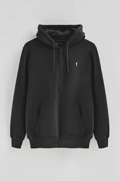 Sudadera negra con capucha y cremallera completa con logo Rigby Go