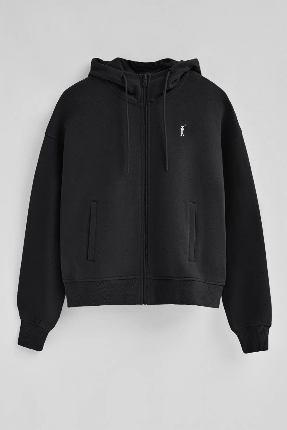 Sudadera negra con capucha con cremallera y logo Rigby Go