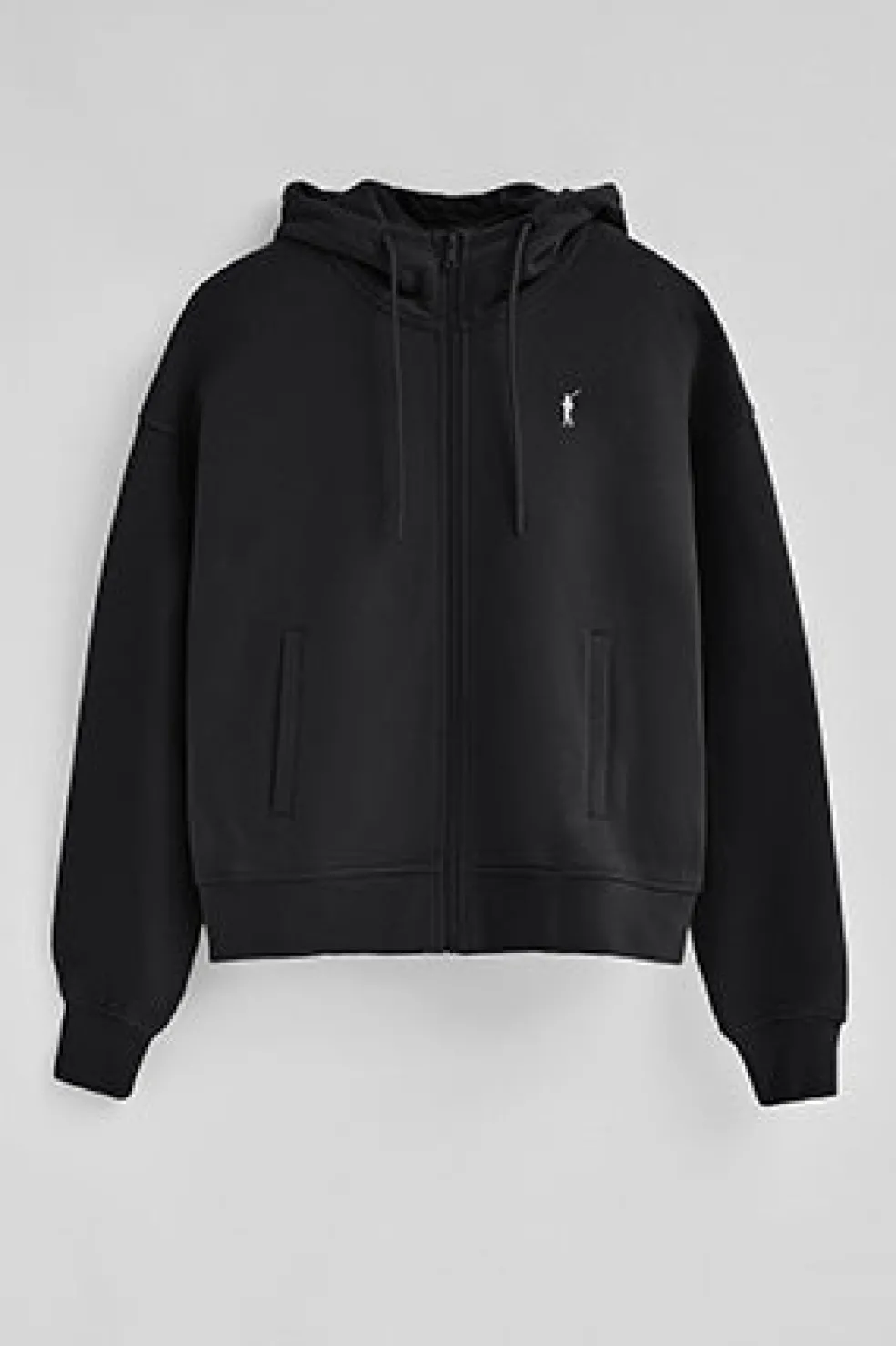 Sudadera negra con capucha con cremallera y logo Rigby Go