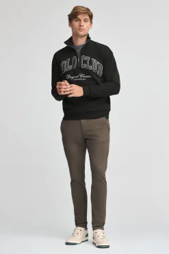 Sudadera negra con media cremallera y logo Established 2012 Polo Club