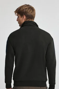 Sudadera negra con media cremallera y logo Established 2012 Polo Club