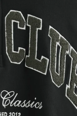 Sudadera negra con media cremallera y logo Established 2012 Polo Club