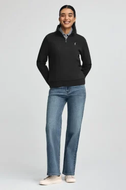 Sudadera negra con media cremallera y logo Rigby Go
