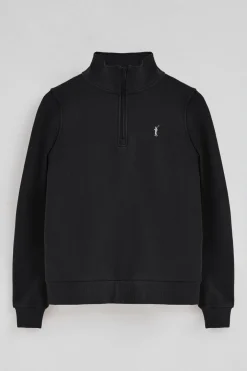 Sudadera negra con media cremallera y logo Rigby Go