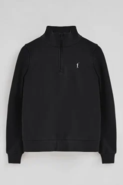 Sudadera negra con media cremallera y logo Rigby Go