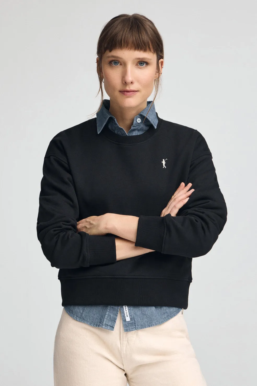 Sudadera negra de corte boxy con logo Rigby Go