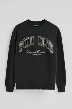 Sudadera negra de corte holgado Established 2012 Polo Club