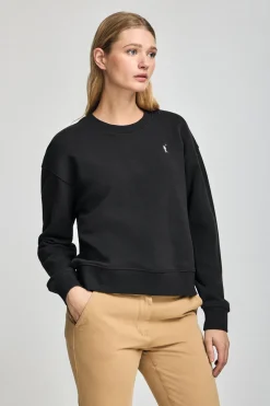 Sudadera negra de cuello redondo y bordado Rigby Go