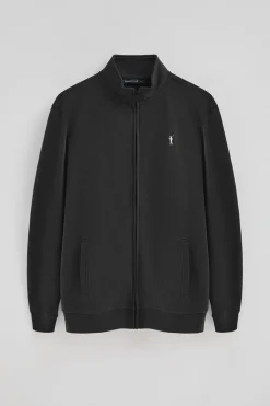 Sudadera negra de cuello alto y cremallera con logo Rigby Go