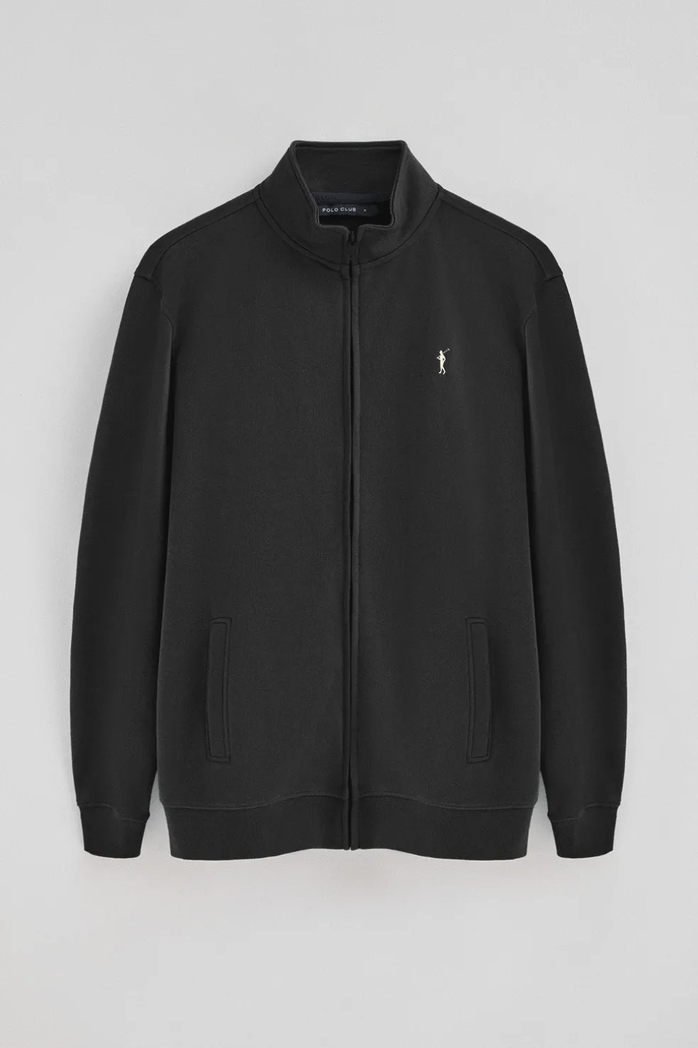 Sudadera negra de cuello alto y cremallera con logo Rigby Go