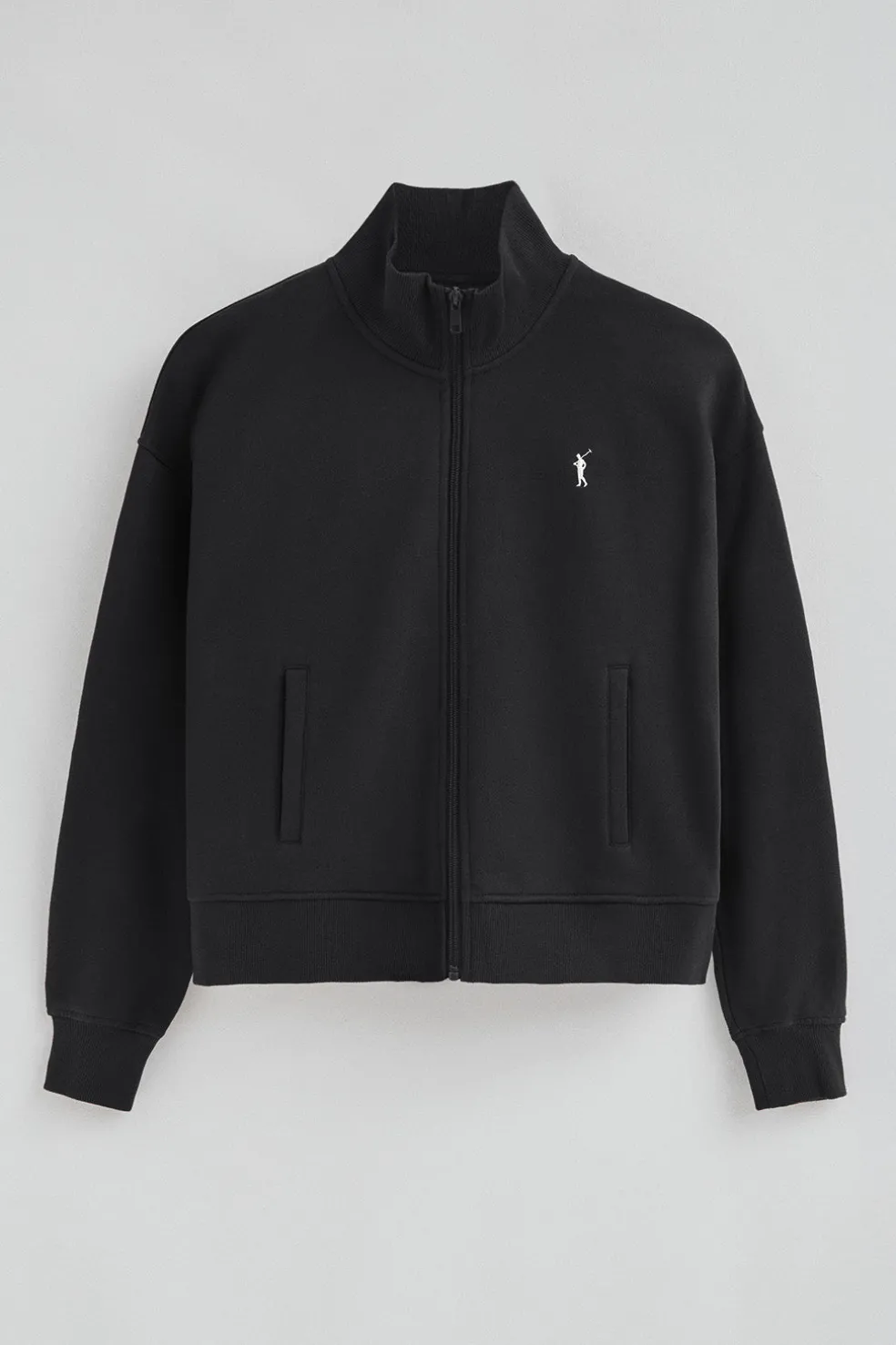 Sudadera negra de cuello alto y cremallera completa con logo Rigby Go