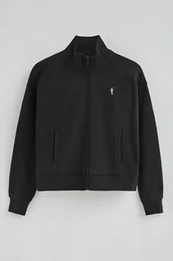Sudadera negra de cuello alto y cremallera completa con logo Rigby Go