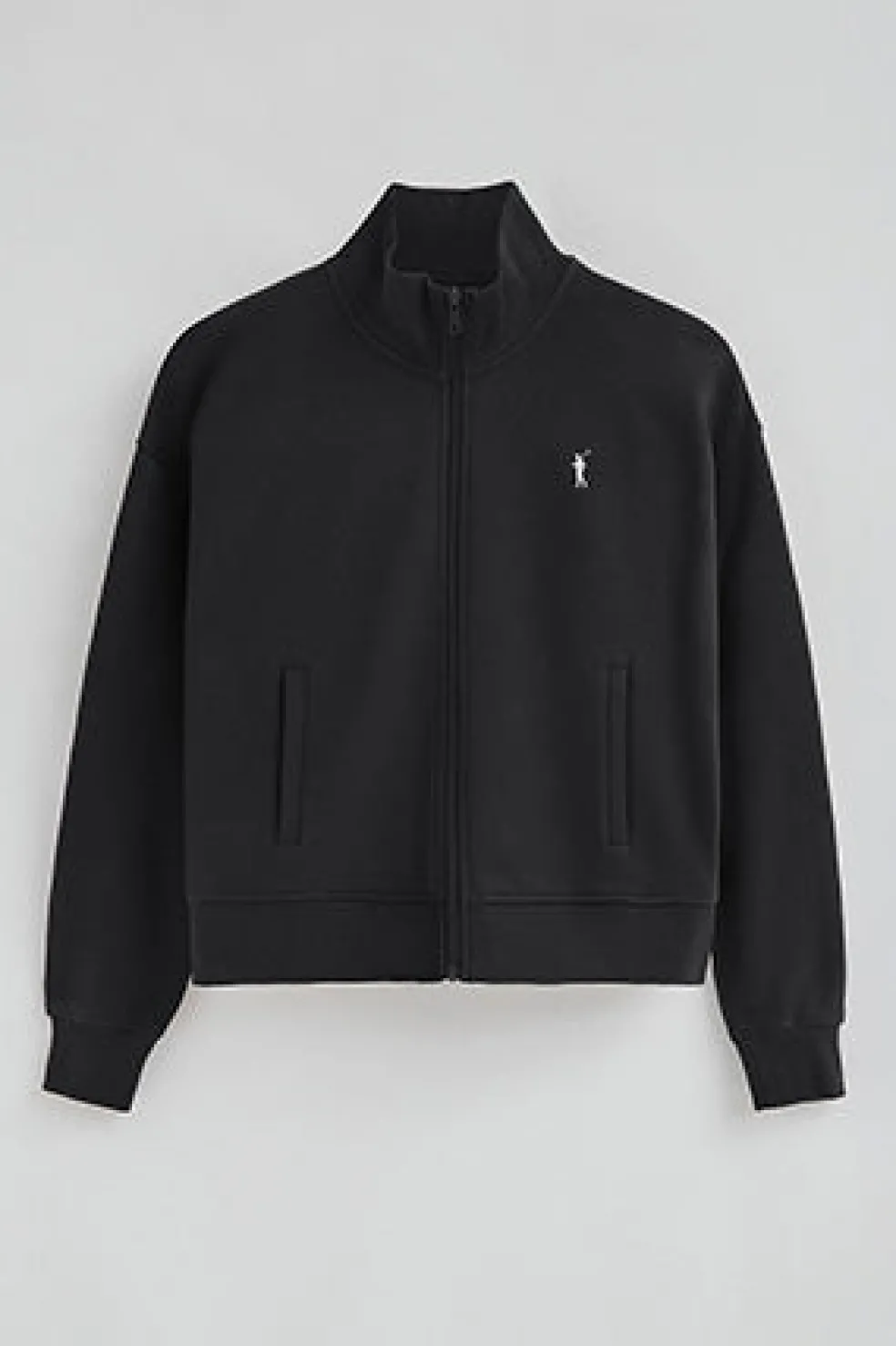Sudadera negra de cuello alto y cremallera completa con logo Rigby Go