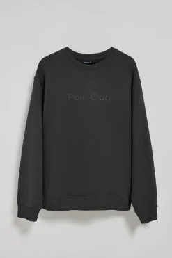 Sudadera negra de cuello redondo con logotipo Polo Club