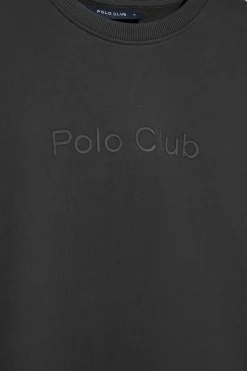 Sudadera negra de cuello redondo con logotipo Polo Club