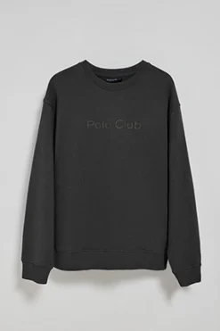 Sudadera negra de cuello redondo con logotipo Polo Club