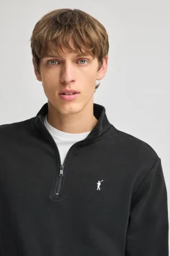 Sudadera negra de media cremallera y bordado Rigby Go