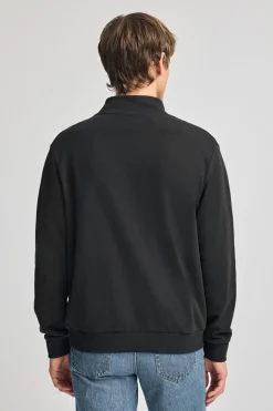 Sudadera negra de media cremallera y bordado Rigby Go