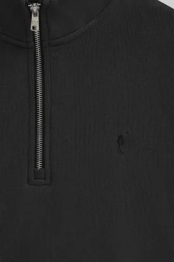 Sudadera negra de media cremallera y efecto lavado con logo Rigby Go