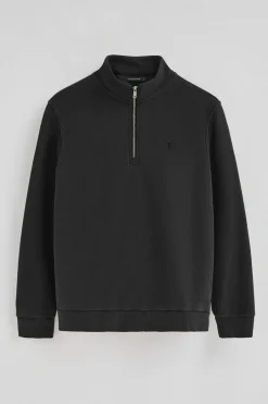 Sudadera negra de media cremallera y efecto lavado con logo Rigby Go